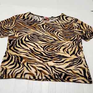 Dynamite Vintage 90s Zebra Print Short Sleeve Jersey Top